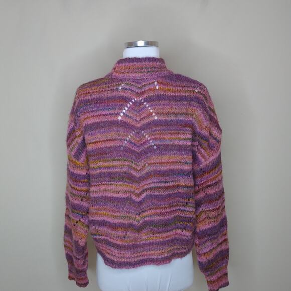 RD Style Sweater Purple Pink Stripe Knit Pullover - Picture 6 of 7